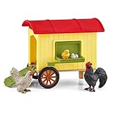 SCHLEICH Farm World 42572 Bauernhof Mobiler Hühnerstall und Tiere -...