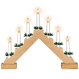 Schwibbogen aus Holz 7 LED Lichterbogen Dreieckform Leuchtfarbe warm-weiß...