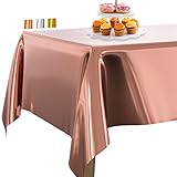 PartyWoo Tischdecke Rosegold Folientischdecke, 137 x 274 cm/ 54 x 108 Zoll...