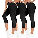 TNNZEET 3er Pack Capri Leggings Damen 3/4 für Sport, 7/8 Leggins High...