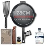 THOR® Gusseisenpfanne Induktion 28cm inkl. Zubehör - geschliffene...