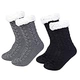 Chalier Fashion 2 Paar Stoppersocken Damen Kuschelsocken Warme Hüttensocke...