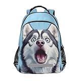 KLL Großer Kinder-Rucksack mit lustigem Cartoon-Motiv 'Sibirischer Husky',...