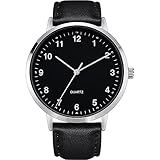 NUOVO Herrenuhr 42mm Klassische Analoge Quarzuhr Midnight Black Zifferblatt...