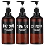 Segbeauty 500ml Shampooflasche Nachfüllbar, 3pcs 16.9oz Shampoospender mit...
