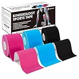 Ceeport Kinesiologie Tape (5cm x 5m, 3 Rollen) Elastisches Kinesiotapes...