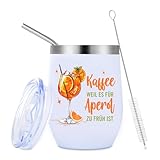 12 oz Aperol Edelstahl Weinglas,Doppelt isolierter Becher mit...
