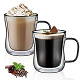 ecooe Schwarz Premium Gläser - 350ml Doppelwandige Kaffeegläser Latte...