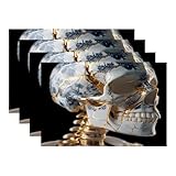 Batmerry Kintsugi Porzellan-Tischsets, goldrissiger Blaublaufen-Totenkopf,...