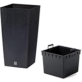 49 -Liter -Zeit Pot mit Einsatz 32,5 x 32,5 x 61 cm in Anthrazitfarbe