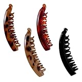 4 Stück Groß Banana Clip, Vintage Bananen Haarspange, Dünnes Dickes Haar...