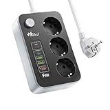 Steckdosenleiste mit PD 20W USB-C-Anschlüssen, Hulker 3 Fach...