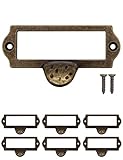 Fuxxer 6x Etiketten-Fenster Griffe, Apotheker-Schränke, 87x44 mm, Antik...
