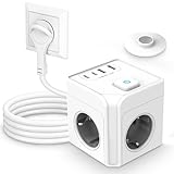 Steckdosenwürfel USB C Steckdosenleiste 3 Fach Mehrfachsteckdose...