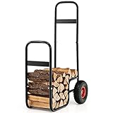 COSTWAY Kaminholzwagen Metall, Brennholzwagen mit rädern bis 100 kg,...