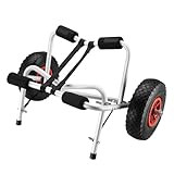 Wiltec Faltbarer Alu Kanuwagen bis 68 kg, Transportwagen für Boote, Kanus...