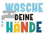 Aufkleber 'WASCHE DEINE HÄNDE' zum Aufkleben in das Waschbecken oder...