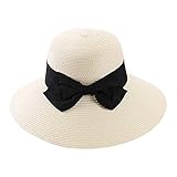 StarTreene Damen Floppy Strandhut mit Schleife, faltbar, breite Krempe,...