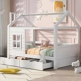BXEYXE Hausbett Kinderbett Jugendbett 90 * 200 mit Rausfallschutz...