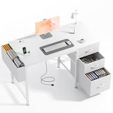 Claiks Kleiner Schreibtisch mit 3 Schubladen aus Stoff, 100x60 cm...