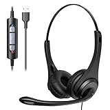 Voistek USB Headset mit Mikrofon für PC Laptop, Kabelgebundenes Computer...