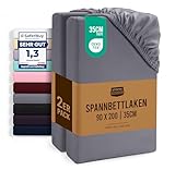 Utopia Bedding - 2er Set Spannbettlaken 90x200cm - Grau - Gebürstete...