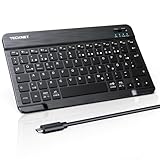 TECKNET Wiederaufladbare Bluetooth-Tastatur, mit 80cm USB Kabel, Ultra...