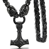 Punkbiker -Schädel grobe Halskette, Hammeranhänger Amulett Viking Juwely...