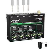 Aveek 4-Kanal Kleinmischpult, Mini 4 Stereo Audio Mixer, rauscharm für...