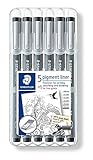 STAEDTLER Fineliner Set pigment liner, 6 Linienbreiten, hohe Qualität,...