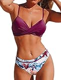 CUPSHE Damen Bikini Set Push Up Crossover Bikinioberteil Strandmode...