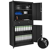 tectake® Aktenschrank, Mehrzweckschrank aus Stahl, Allzweckschrank,...