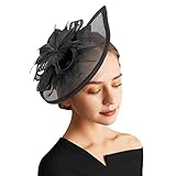 DRESHOW Fascinator Hüte für Damen Pillbox Hut mit Schleier Stirnband und...