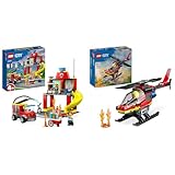 LEGO City Feuerwehr Feuerwehrstation und Löschauto, Lernspielzeug für...