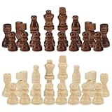 32 Stück Holz Schachfiguren, Tragbares Schachfiguren Brettspiel Set Ohne...