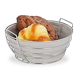 Relaxdays Brotkorb Metall, mit entnehmbarem Stoffeinsatz, rund,...