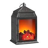 LED Laterne mit Kaminfeuer Optik - 26cm - Flammeneffekt Deko Kamin...