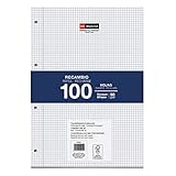 Miquelrius - Nachfüllpackung 100 Blatt, 4 mm Raster & Rand, A4 Format,...