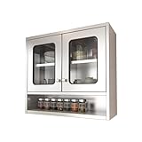 Edelstahl-Wandschrank, Doppeltür-Aufbewahrungsregal mit verstellbaren...