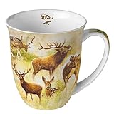 Ambiente Teetasse Kaffeetasse Becher Mug 0,4l Wildtiere Rehe im Herbst Fine...