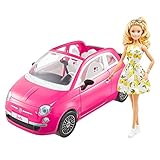 Barbie-Puppe und Auto, rosa Auto, Cabrio mit weißer Innenausstattung,...