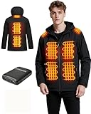 warmsmart Herren Beheizbare Jacke, Beheizbarer Hoodie mit Akku, Wasserdicht...