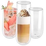 Shodiffy Doppelwandige Latte Macchiato Gläser,4er Set 270 ML Cappuccino...