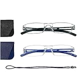 Hubeye 2er-Pack Rahmenlose Lesebrille Leicht und Bequem Anti Blaulicht...