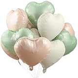 Herz Folienballon 24 Stück,18 Zoll Herzluftballons Grün Beige,Herz Helium...
