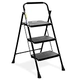 HBTower 3-Stufen-Leiter, Klapp-Step-Hocker mit breitem Anti-Rutsch-Pedal,...