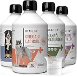 ReaVET Futteröl Hunde, 4 Sorten x 500 ml, Barföl Hund, Futteröl Hund,...