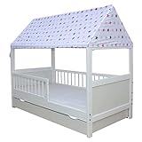 Kinderbett/Juniorbett Bett Haus 160x70cm mit Matratze, Schublade und Dach...