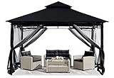 ABCCANOPY 3.35x3.35m Gartenpavillon für Terrasse Doppeldachweichdach...