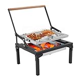 Klappbarer Holzkohlegrill, 48×38×35 cm, Portable Campinggrill mit 360°...